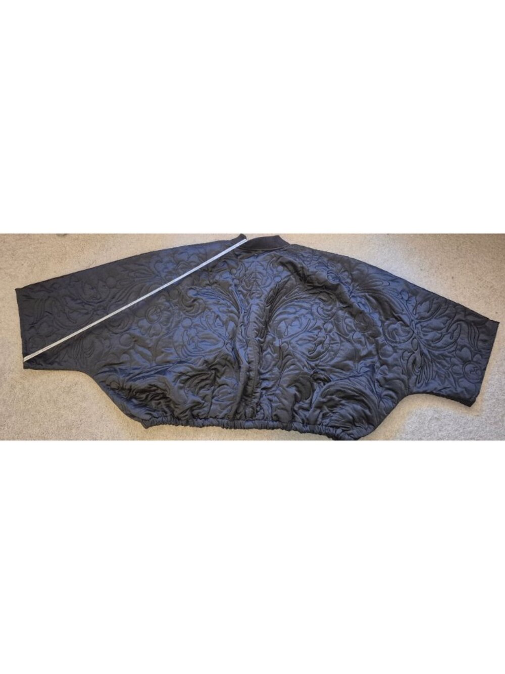 Arrange Floral Quilted Satin Black Oversize Bomber Jacket Sz L NWT MSRP $219 - Picture 4 of 11